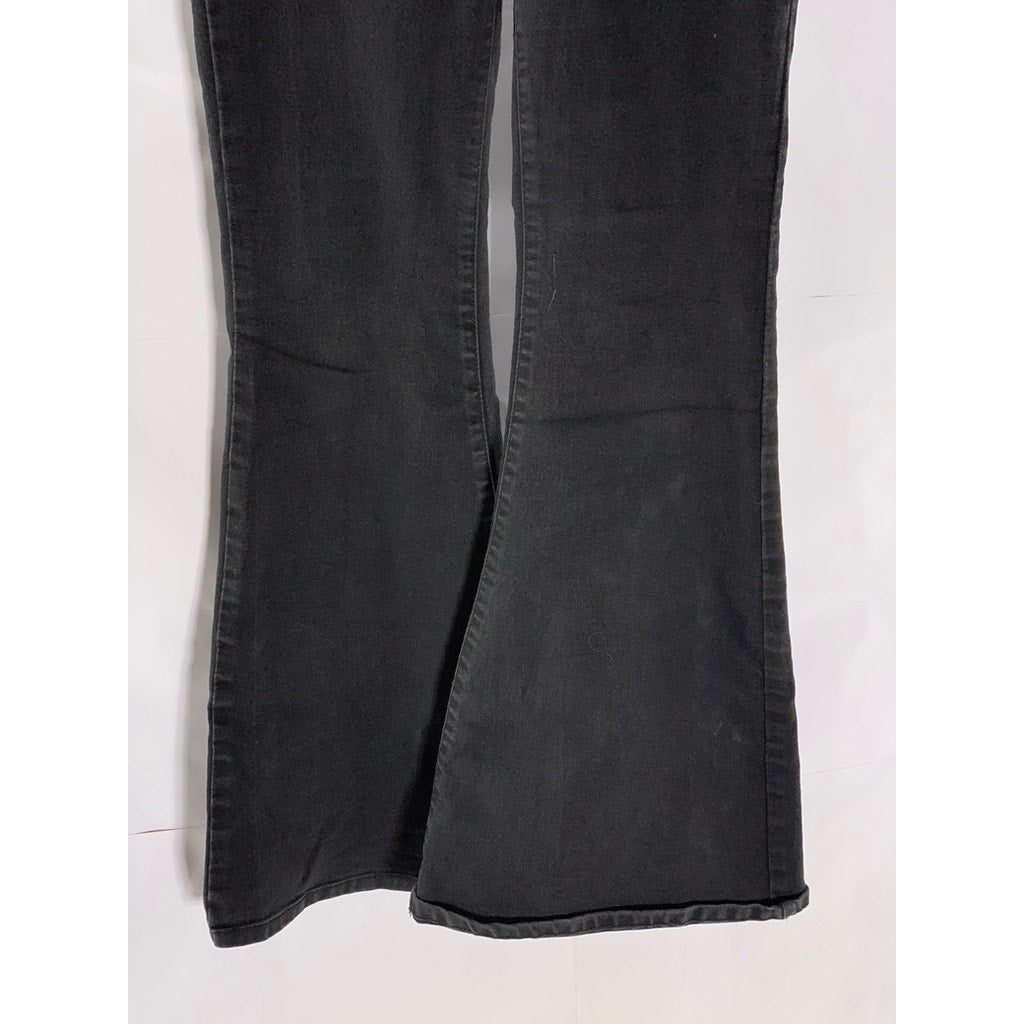 FOREVER 21 Women's Black Solid Elastic Waist Pull-On Flare Denim Jeans SZ S