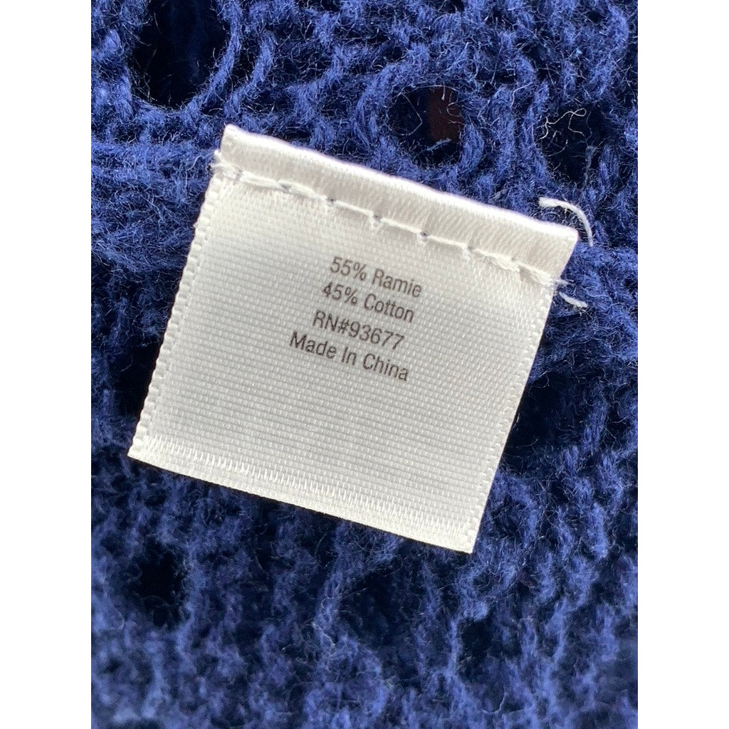 UNBRANDED Women's Navy Open Knit Open Front Cardigan SZ OS