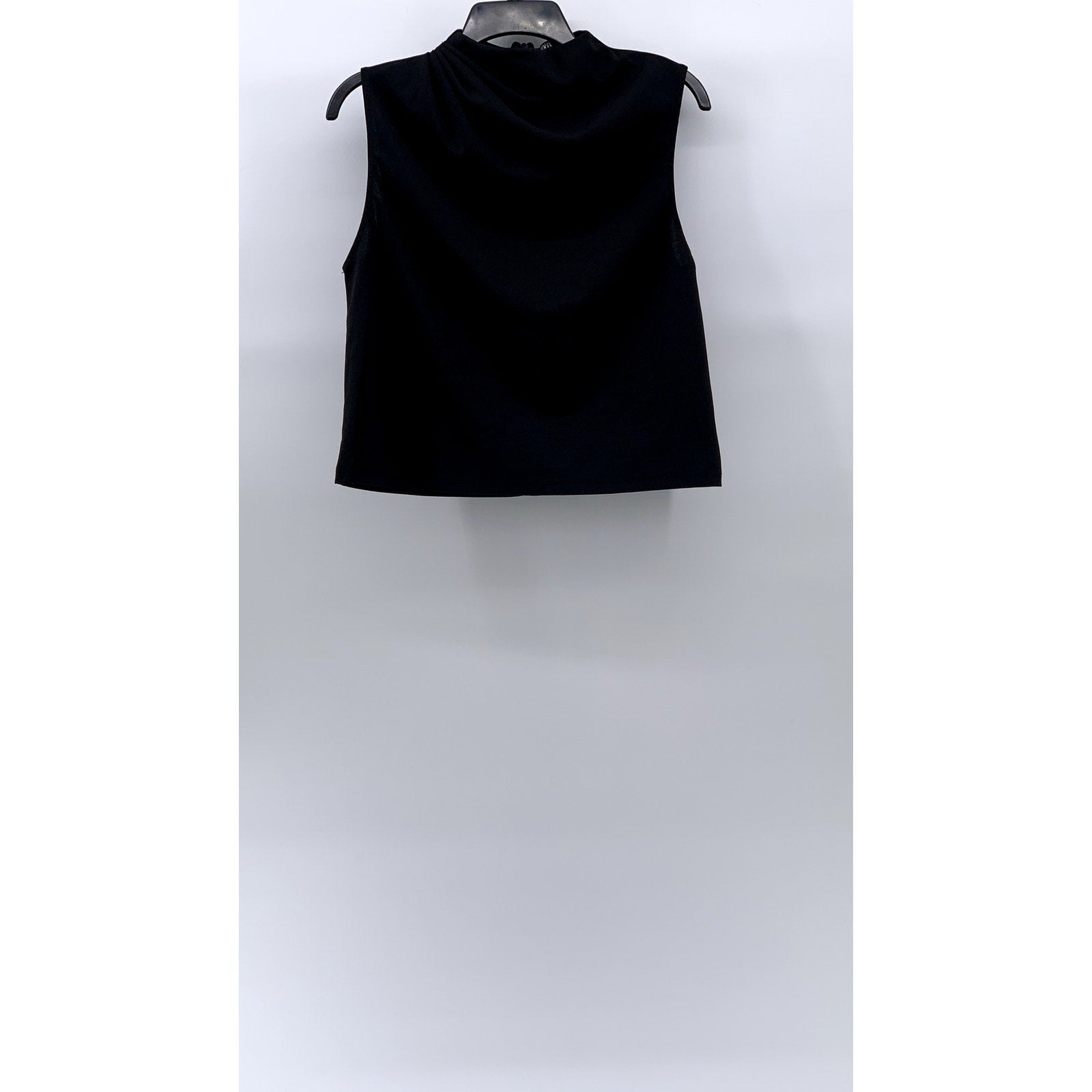 ZARA Women's Black Ruched Sleeveless High-Neck Top SZ S