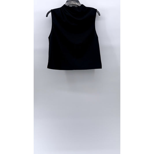 ZARA Women's Black Ruched Sleeveless High-Neck Top SZ S