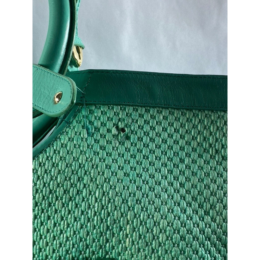 JIMMY CHOO Women's Aqua Green Textured Round Handle Handbag