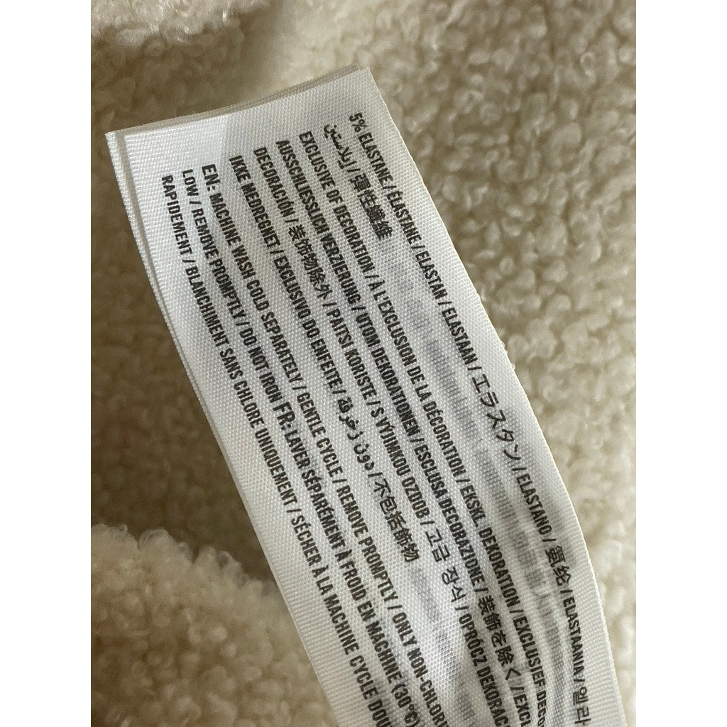 ABERCROMBIE & FITCH Women's Beige Sherpa Snap-Button Cropped Jacket SZ XS