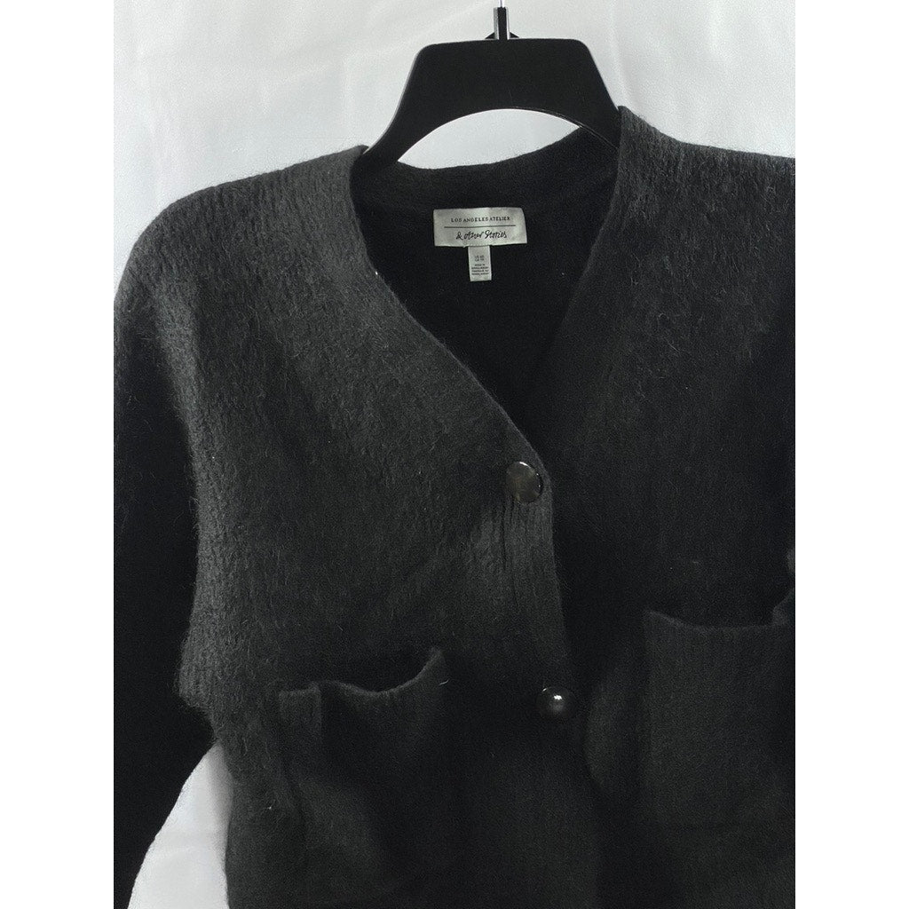 & OTHER STORIES Women's Black Alpaca-Blend Cropped V-Neck Cardigan SZ XS