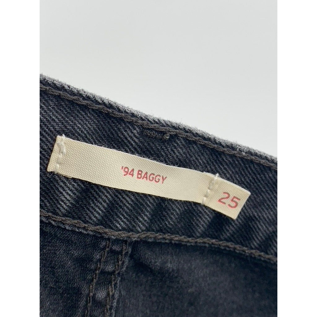 LEVI'S Women's Black Denim 94' Baggy Jeans SZ 25
