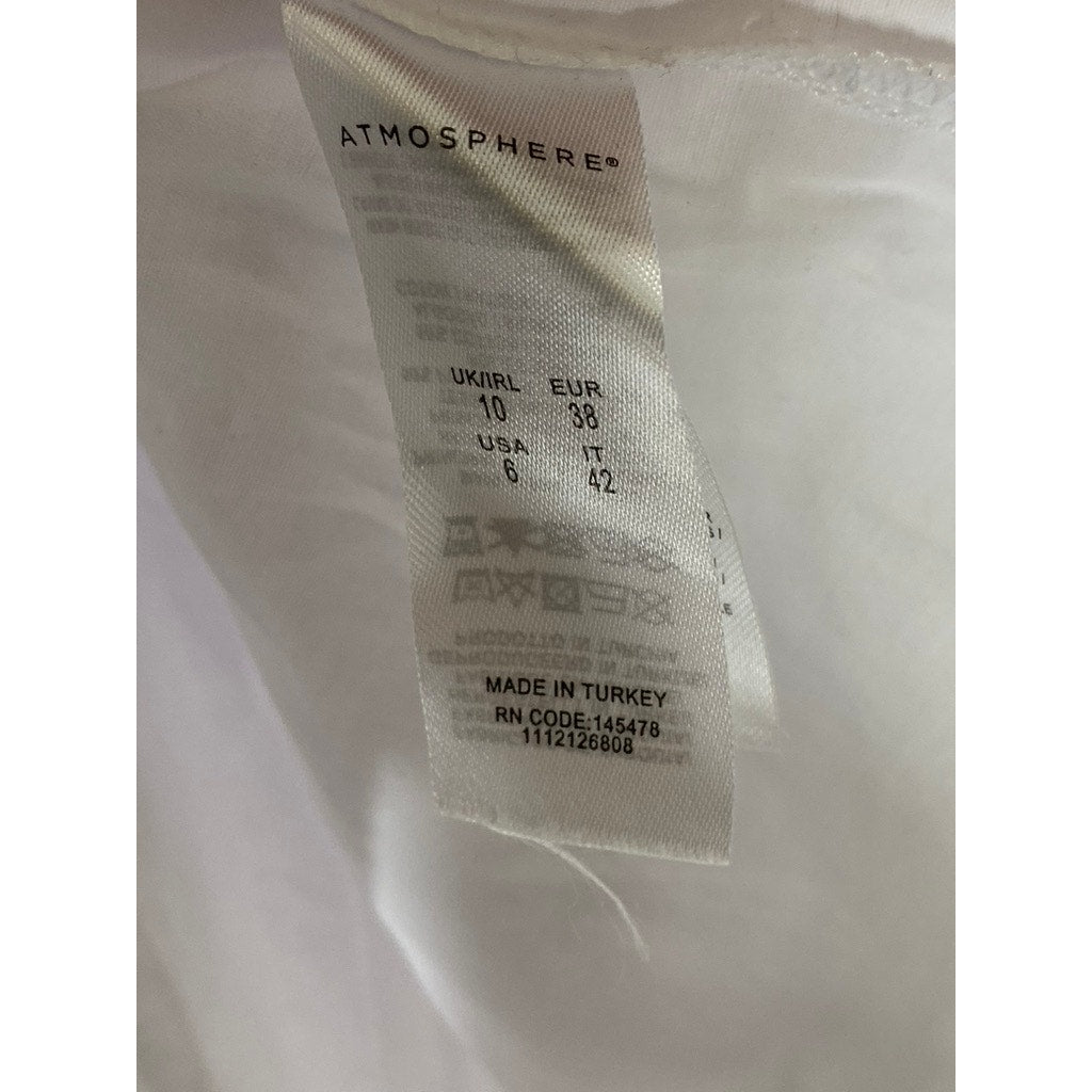 ATMOSPHERE Women’s White Off-The-Shoulder Long Sleeve Ruffle Top SZ 6