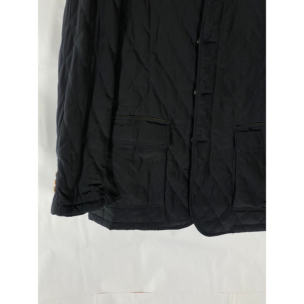 MASSIMO DUTTI  Men's Navy Snap-Button Zip-Up Quilted Jacket SZ M