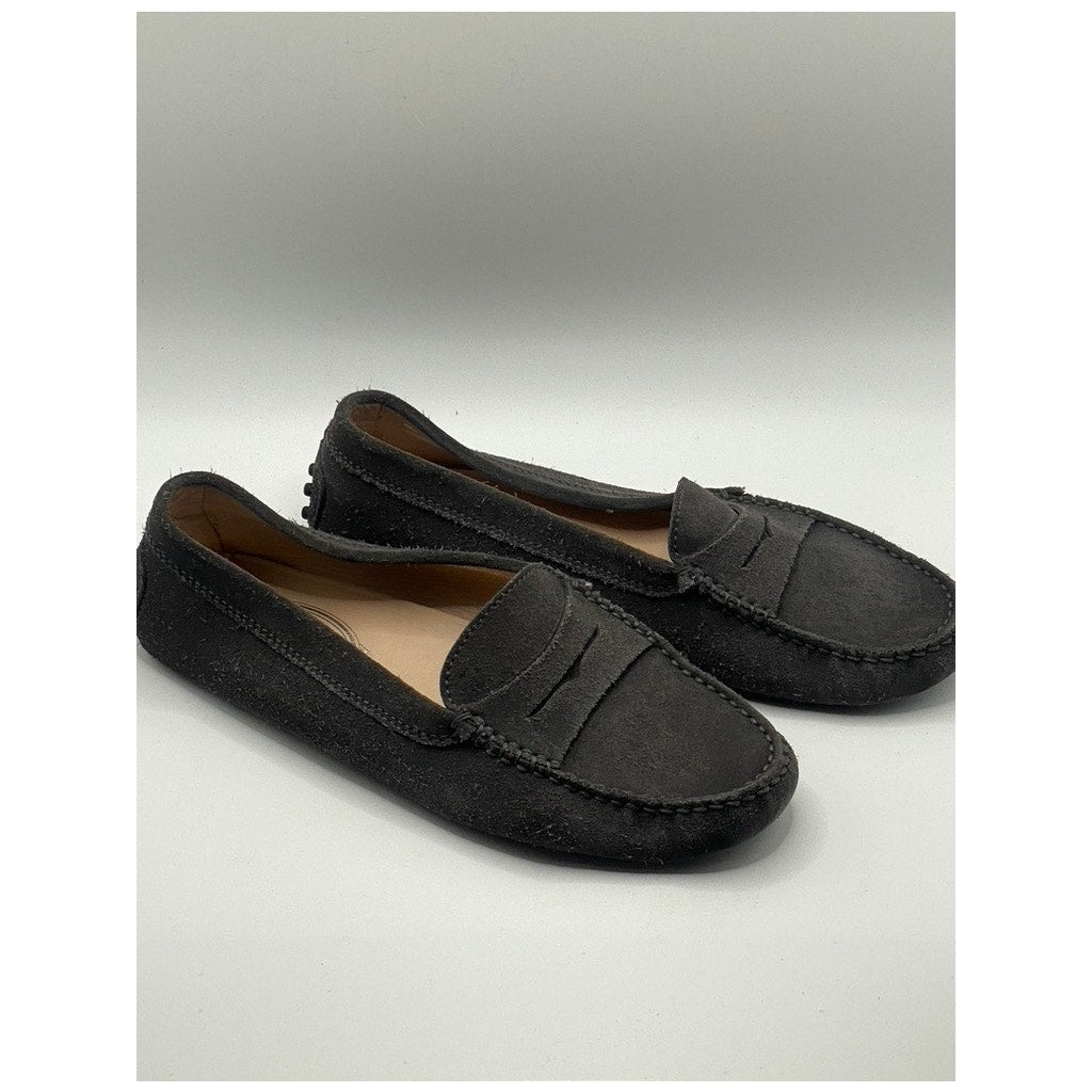 TODS Women's Dark Gray Gommino Slip-On Suede Penny Driving Shoes SZ 38(US8)