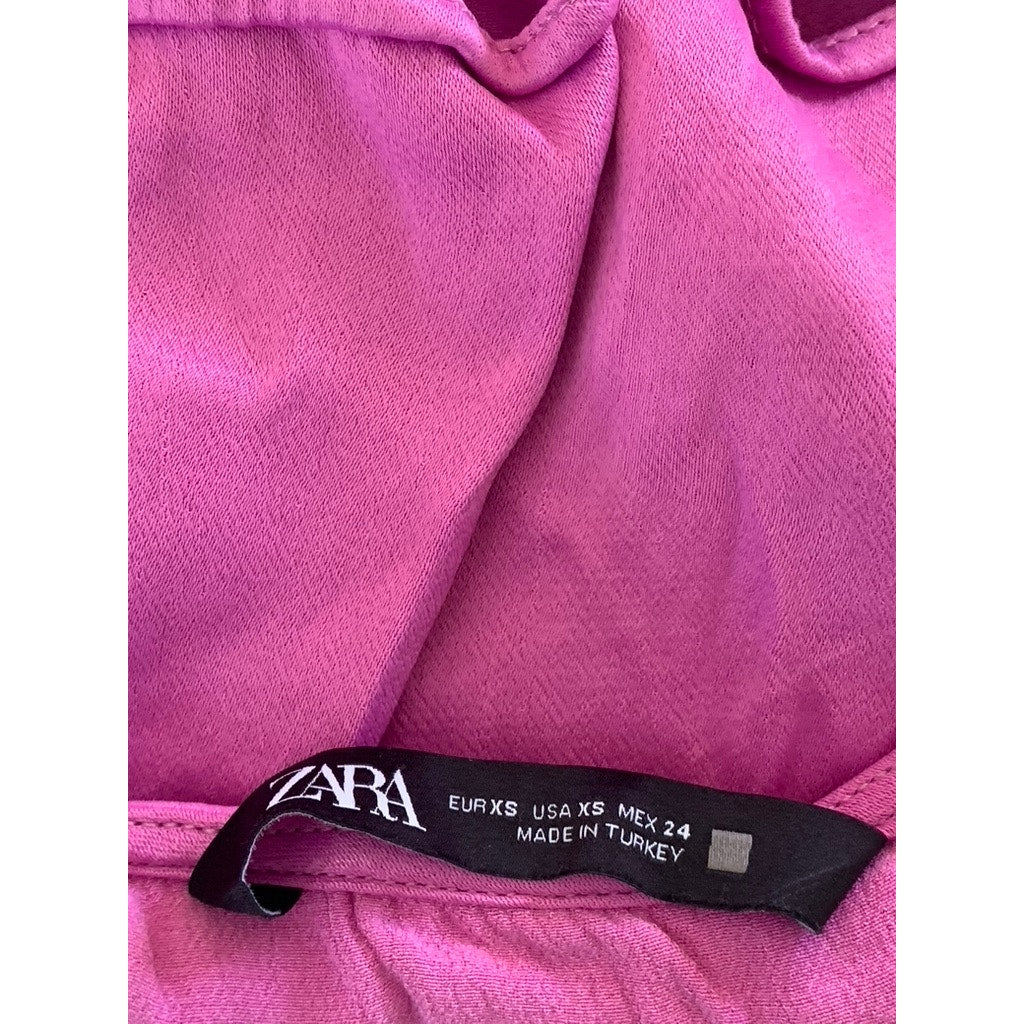 ZARA Women's Fuchsia Satin Adjustable Strap Cowl neck Camisole SZ XS