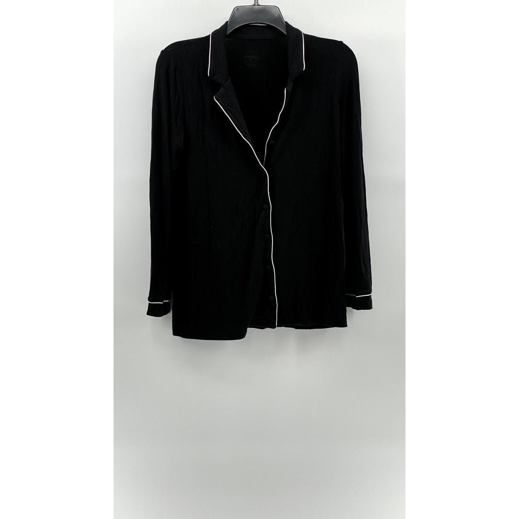 INTIMISSIMI Women's Black-White Trim Button-Up Long Sleeve Pajama Top SZ S