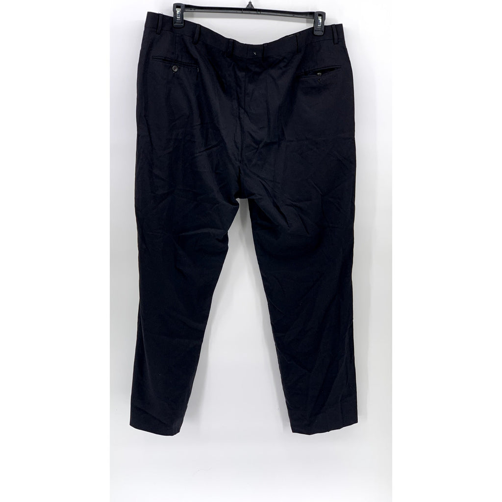 UNBRANDED Men's Black Solid Flat Front Straight-Leg Regular Fit Pants SZ 46