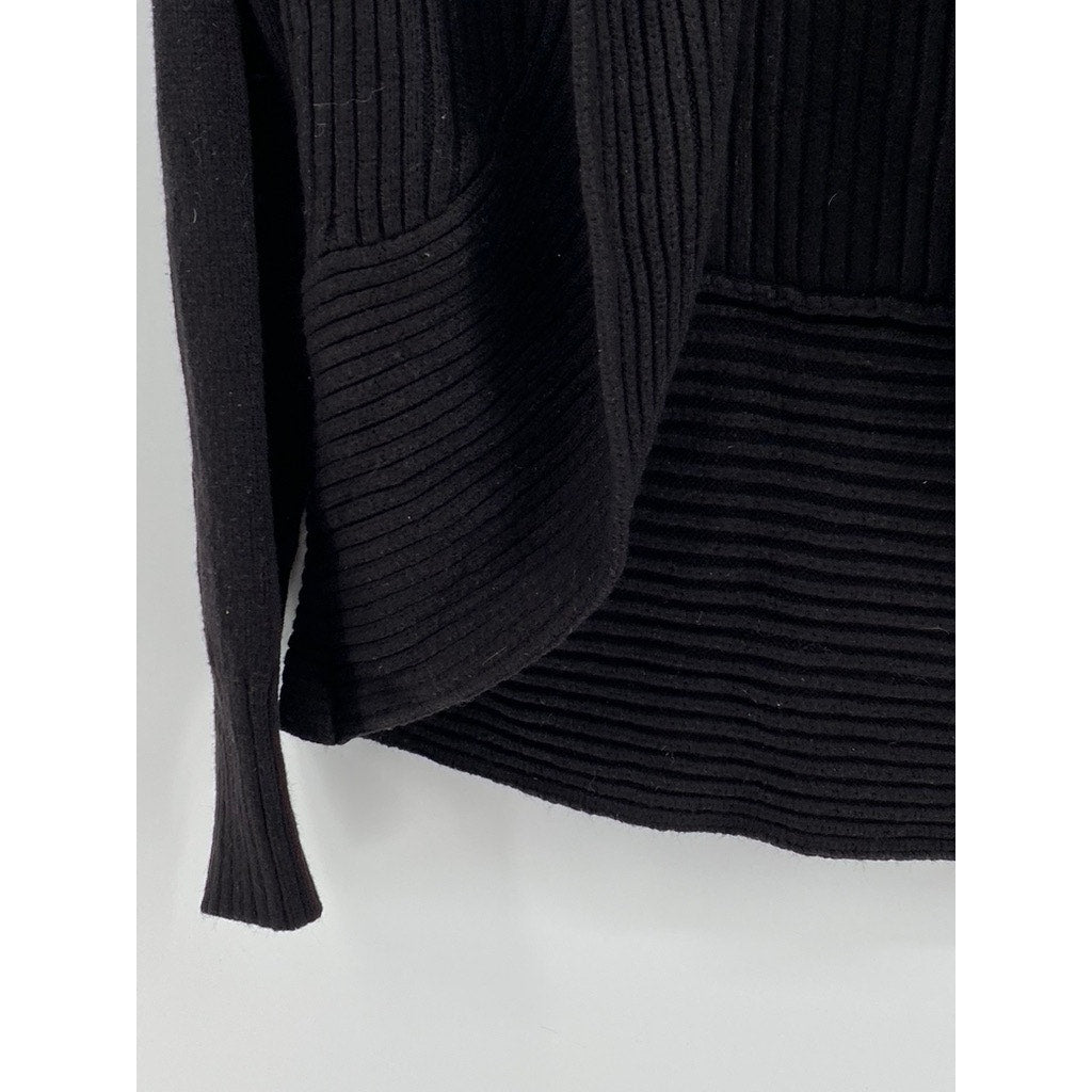 H&M BASIC Women's Black Rib Knit Open-Front Cardigan SZ S