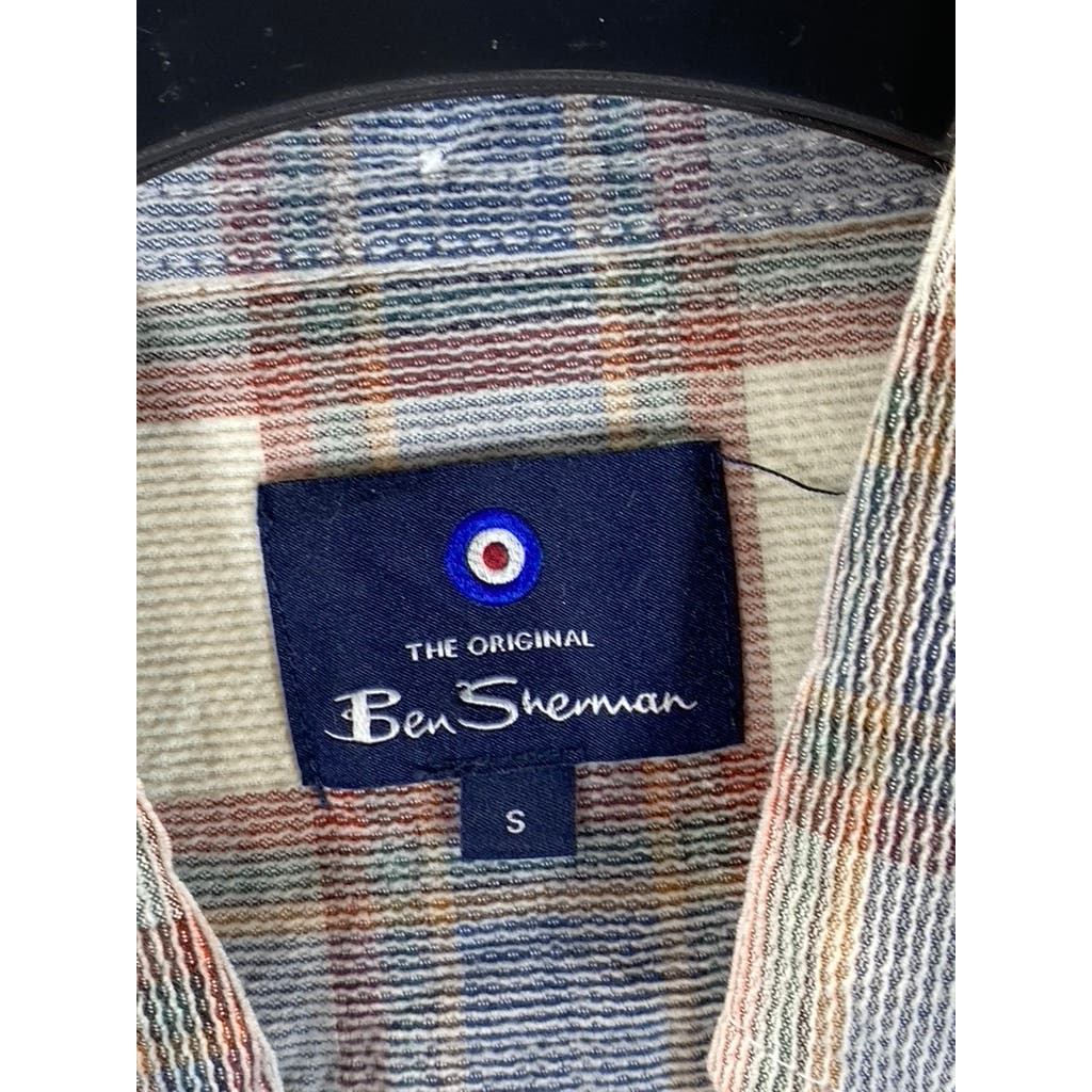 BEN SHERMAN Men's Gray Plaid Button-Up Long Sleeve Shirt SZ S