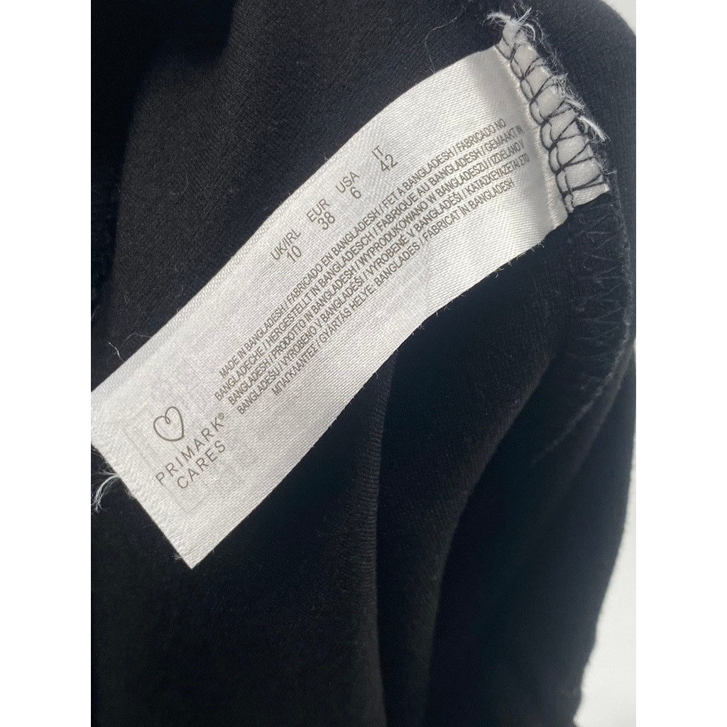 PRIMARK Women’s Black Pull-On Regular- Fit Wide-Leg Pants SZ 6