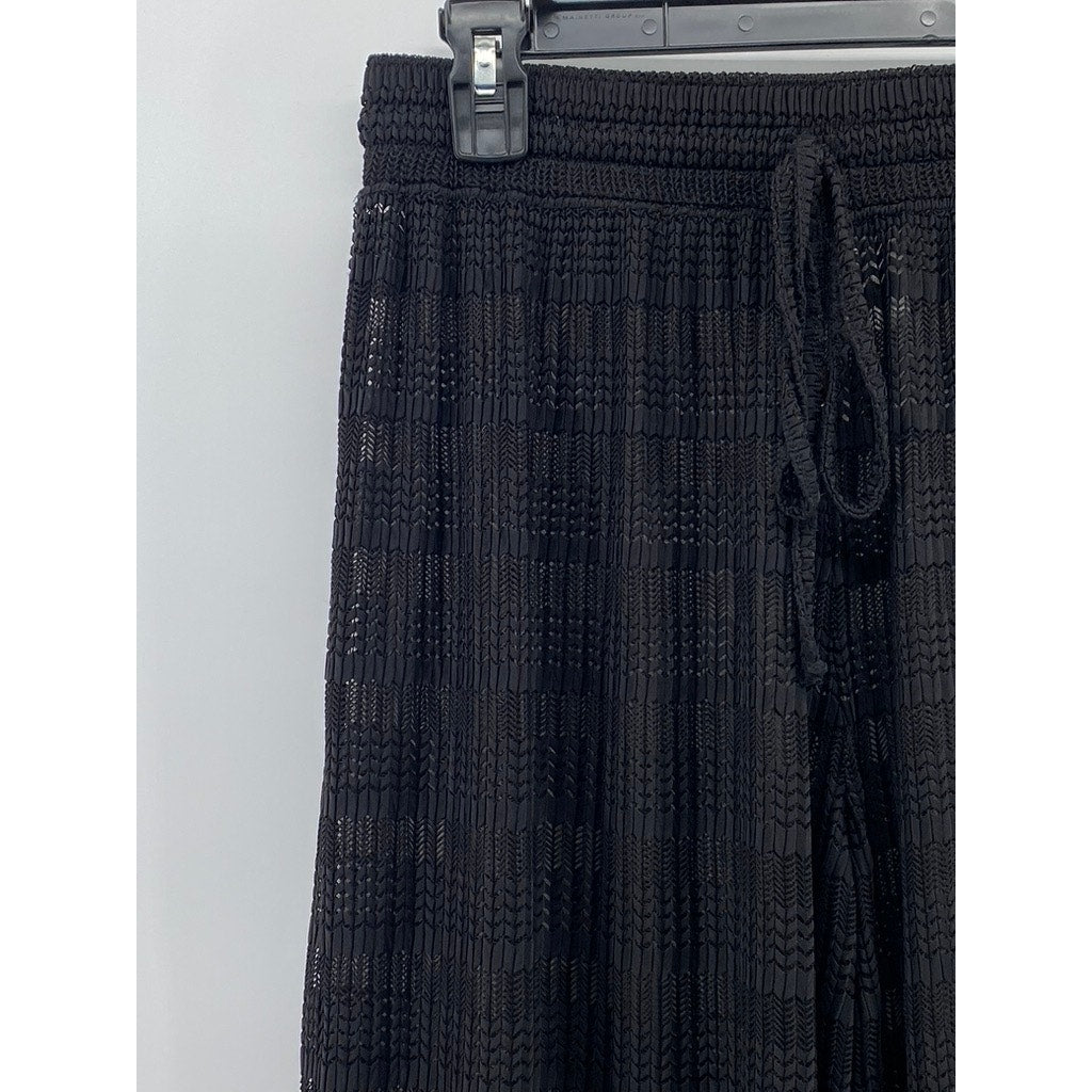 JORDAN TAYLOR Women's Black Textured Arrow Chevron Sheer Side-Slit Pant SZ M