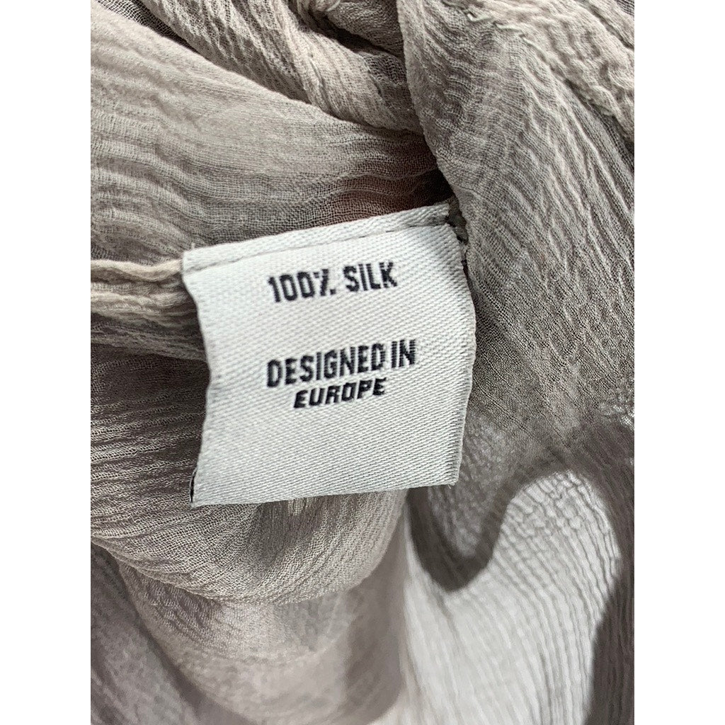 NIGEL PRESTON & KNIGHT Women’s Tan-Black Button-Up Long Sleeve Sheer Top SZ L