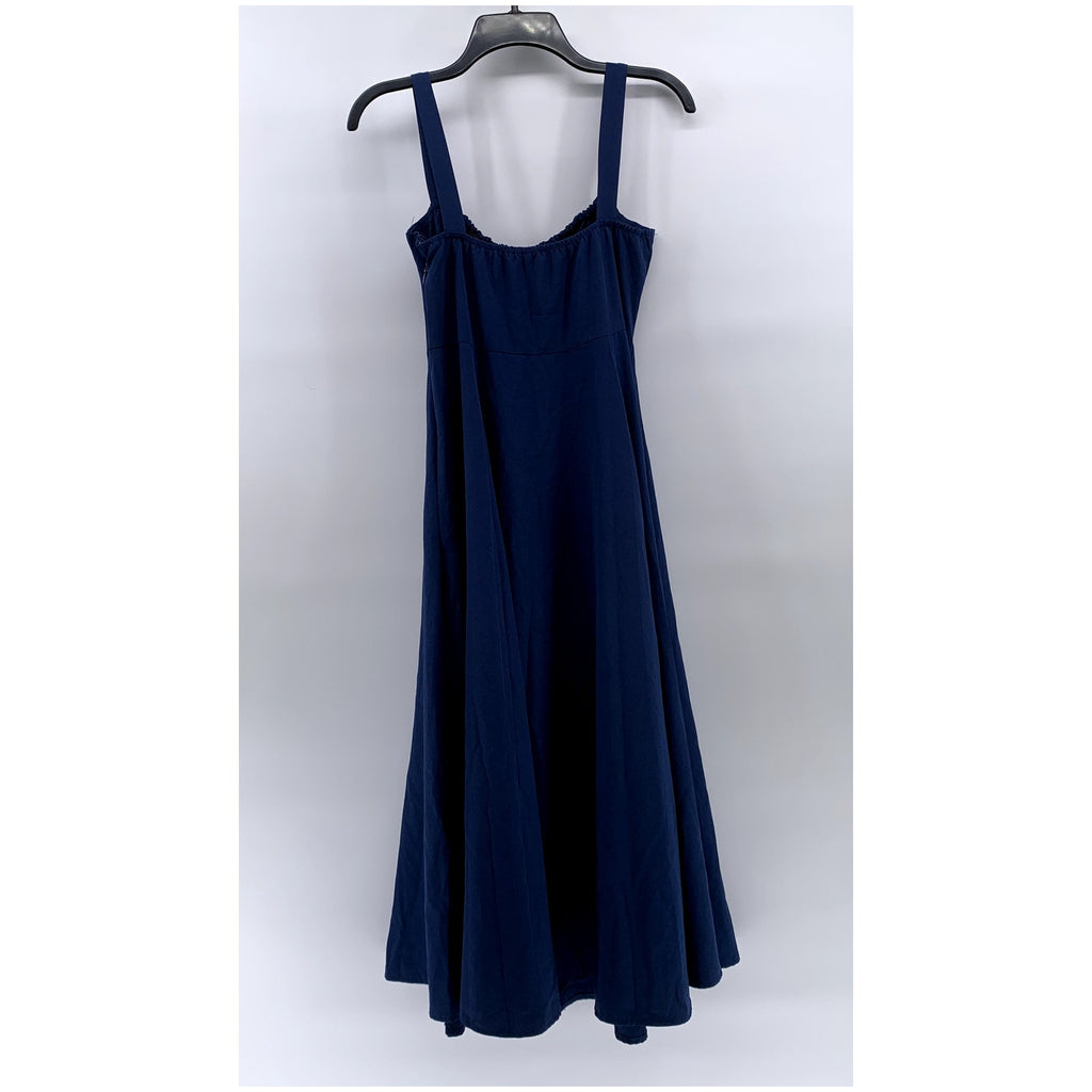 UNBRANDED Women's Dark Blue Solid Sweetheart-Neck Side Slit Maxi Dress SZ M
