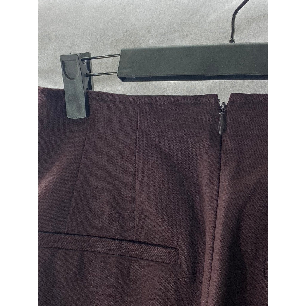 CLUB MONACO Women's Burgundy Wool-Blend Wide-Leg Dress Pant SZ 2