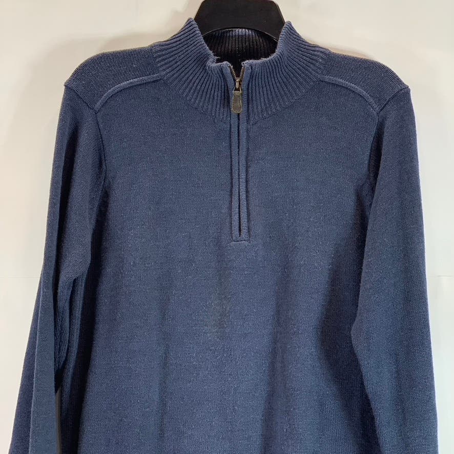 OSCAR DE LA RENTA Men's Navy Knit Quarter-Zip Pullover Sweater SZ S