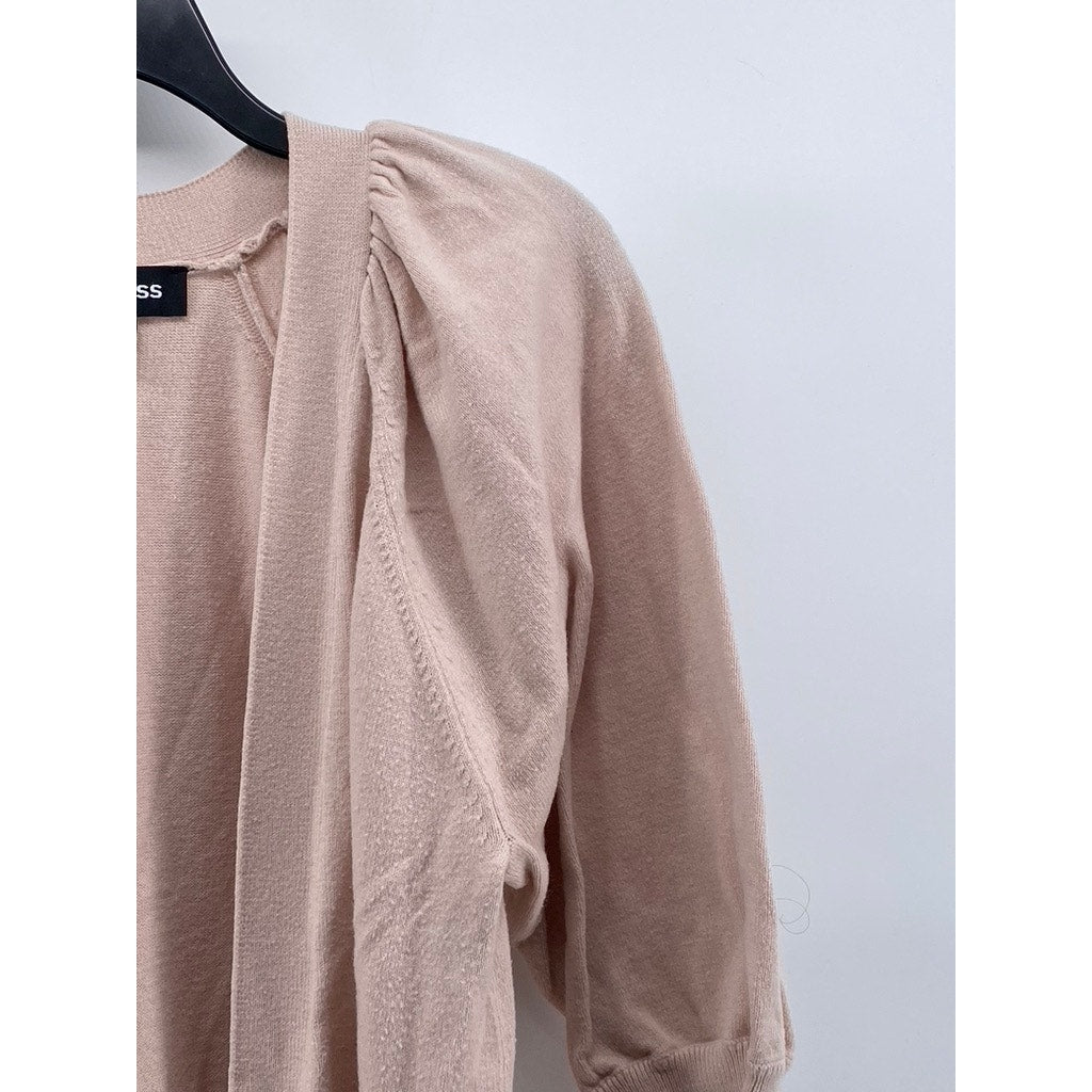 EXPRESS Women's Light Pink Open Front Balloon Elbow Sleeves Duster SZ S