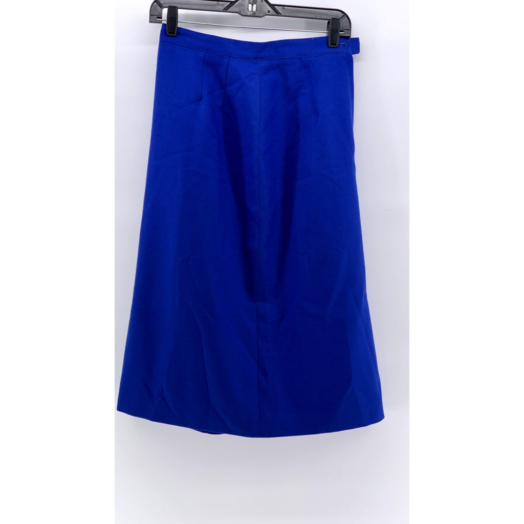 H.W. LTD Women's Royal Blue Wool A-Line Midi Skirt SZ 8