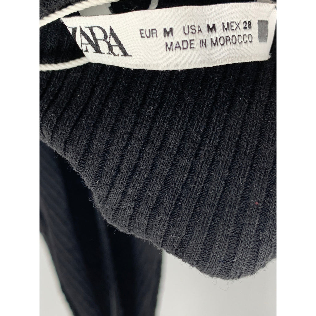 ZARA Women's Black Ribbed Halter Sleeveless Open-Back Maxi Bodycon Dress SZ M