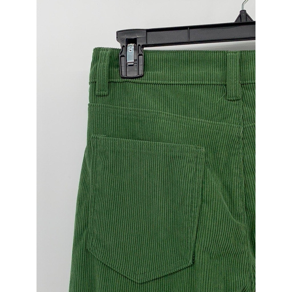 SHEIN Women's Dark Green Corduroy Wide-Leg High-Rise Five-Pocket Pant SZ 6
