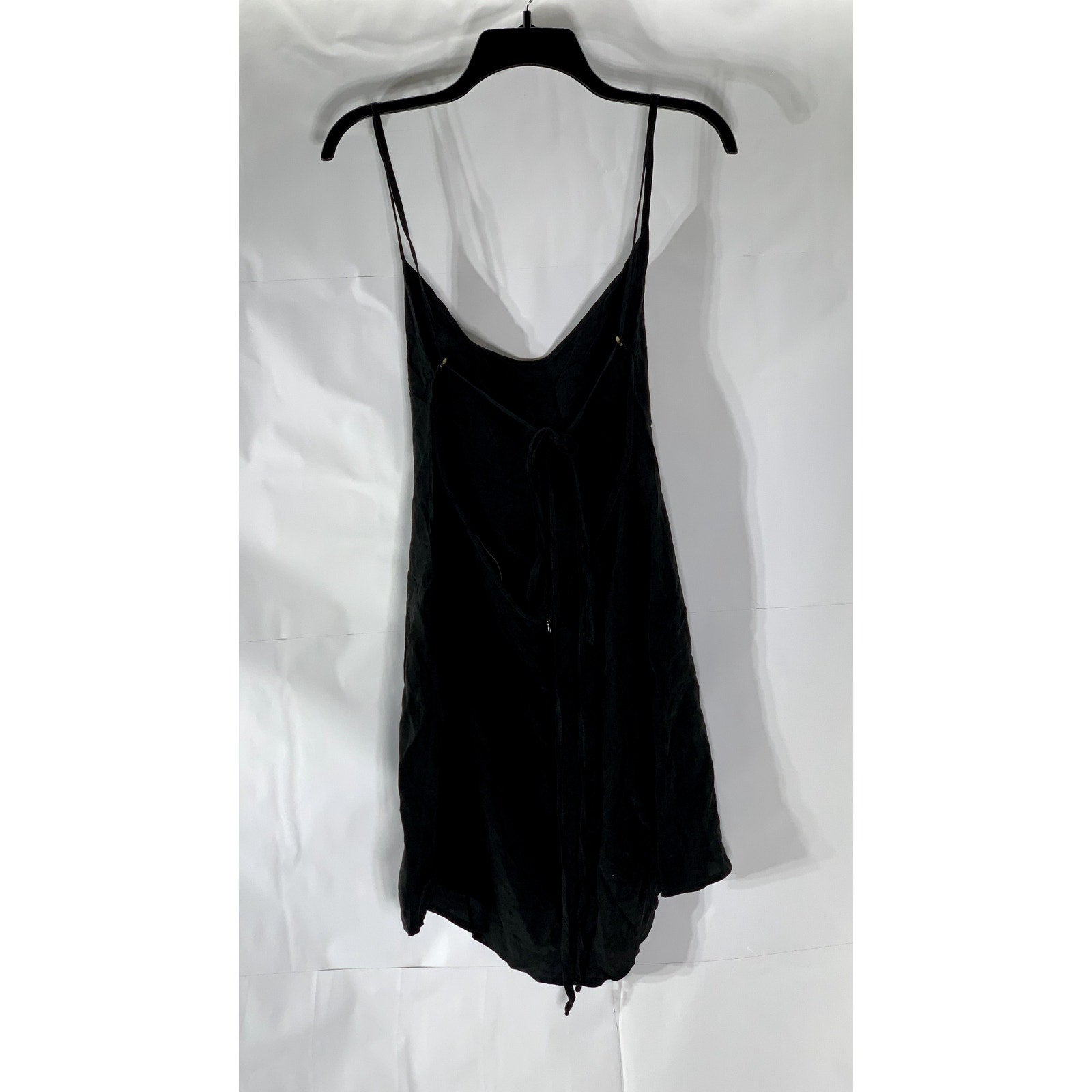 UNBRANDED Women’s Black Cowl-Neck Adjustable Straps Open-Back Mini Dress SZ M