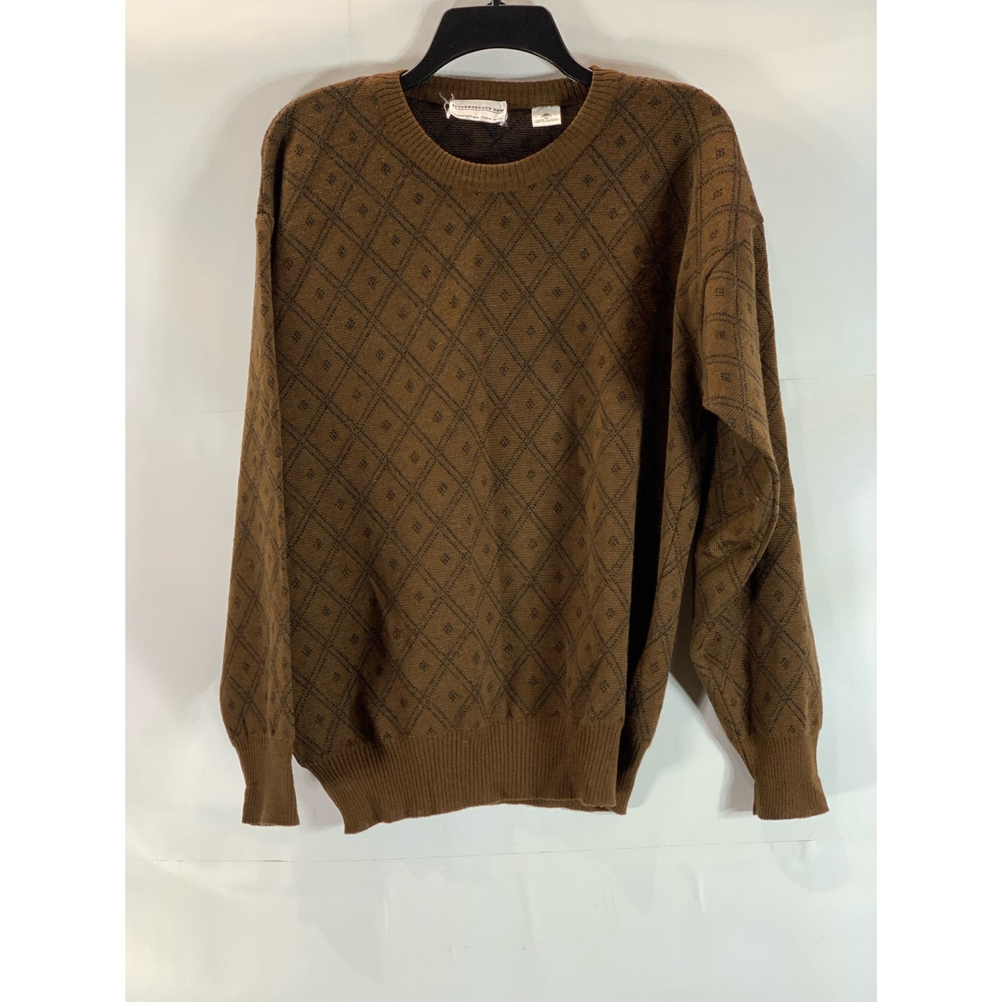 PETERBOROUGH ROW Men's Brown Virgin Wool Crewneck Knit Pullover Sweater SZ M