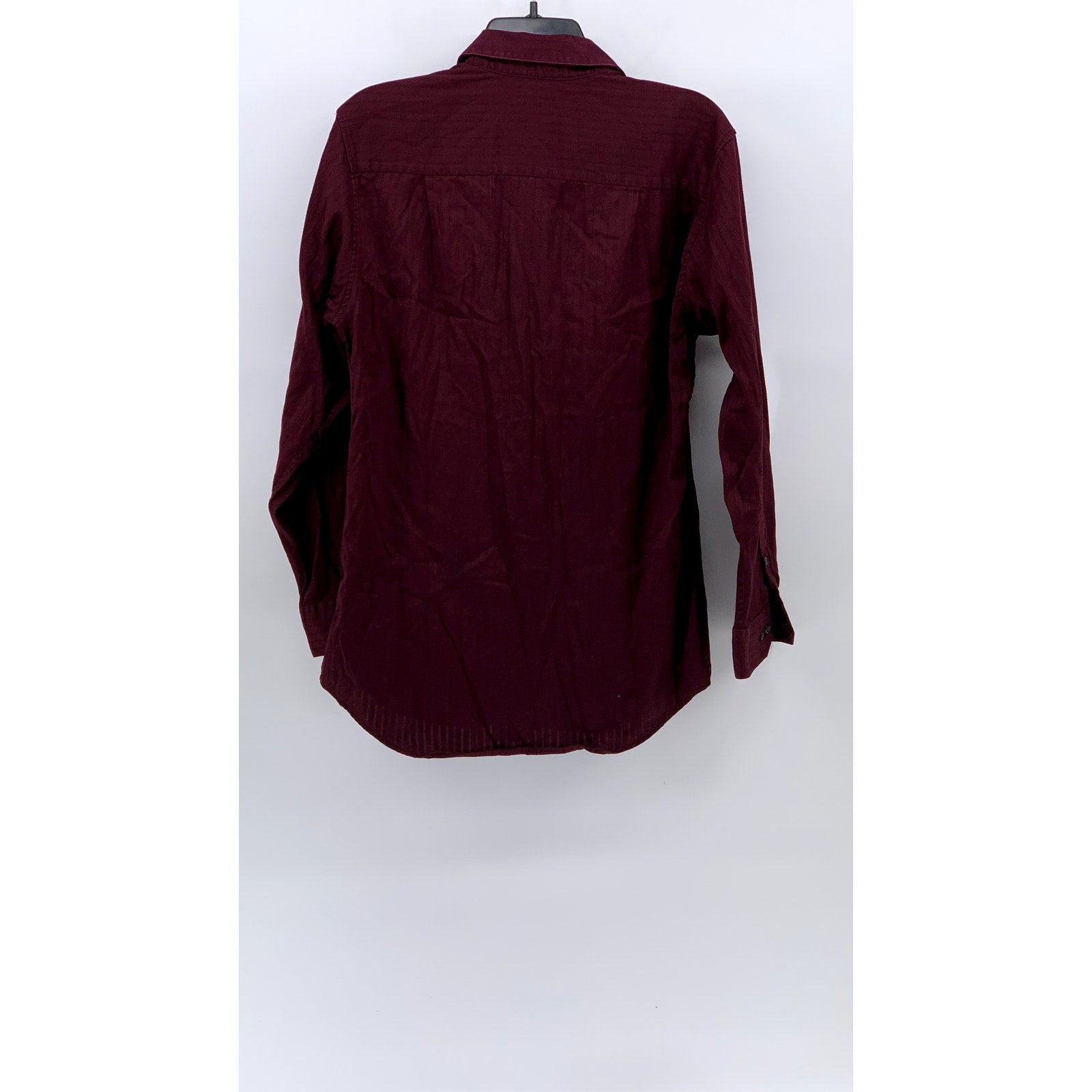 ALFANI Men's Burgundy Striped Fitted Long Sleeve Button-Up Shirt SZ 15 32/33(M)