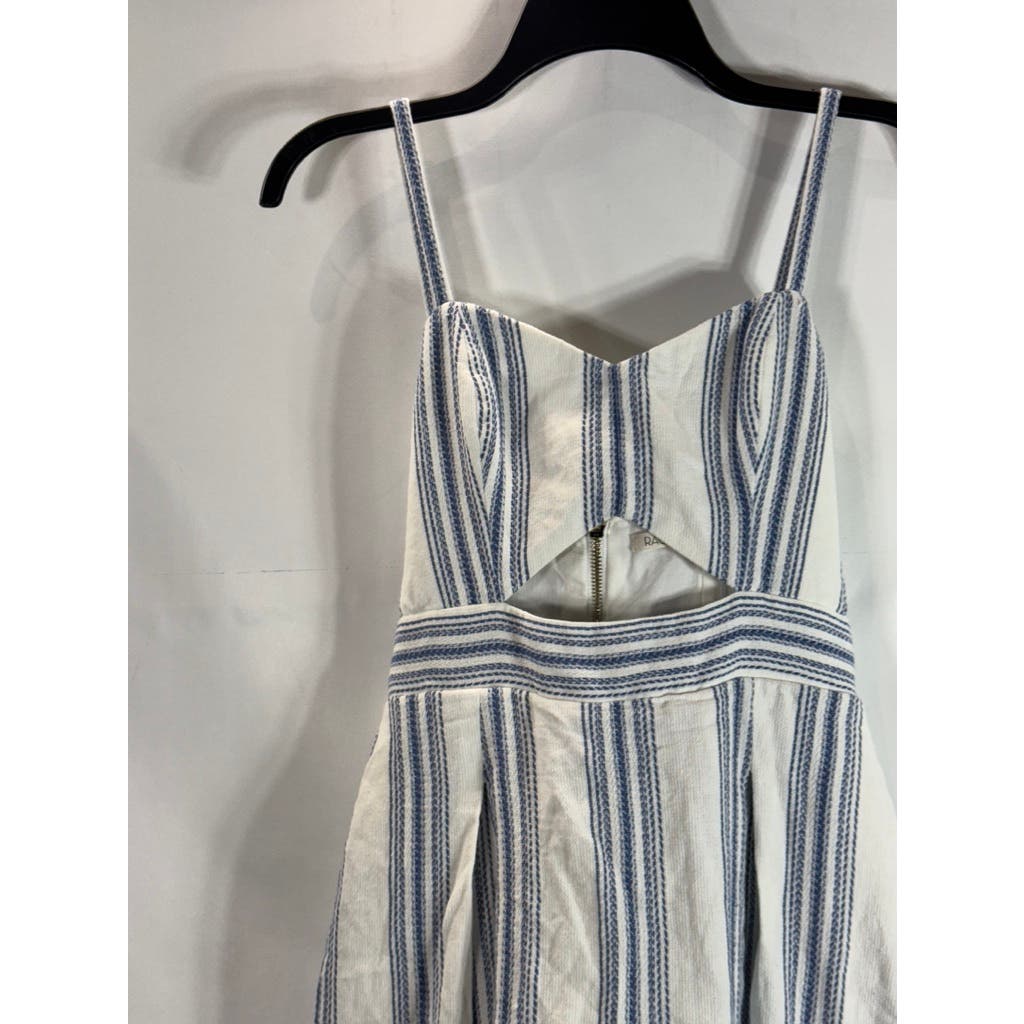 RACHEL RACHEL ROY Women's White/Blue Striped Lola Cutout Knee-Length Dress SZ 4