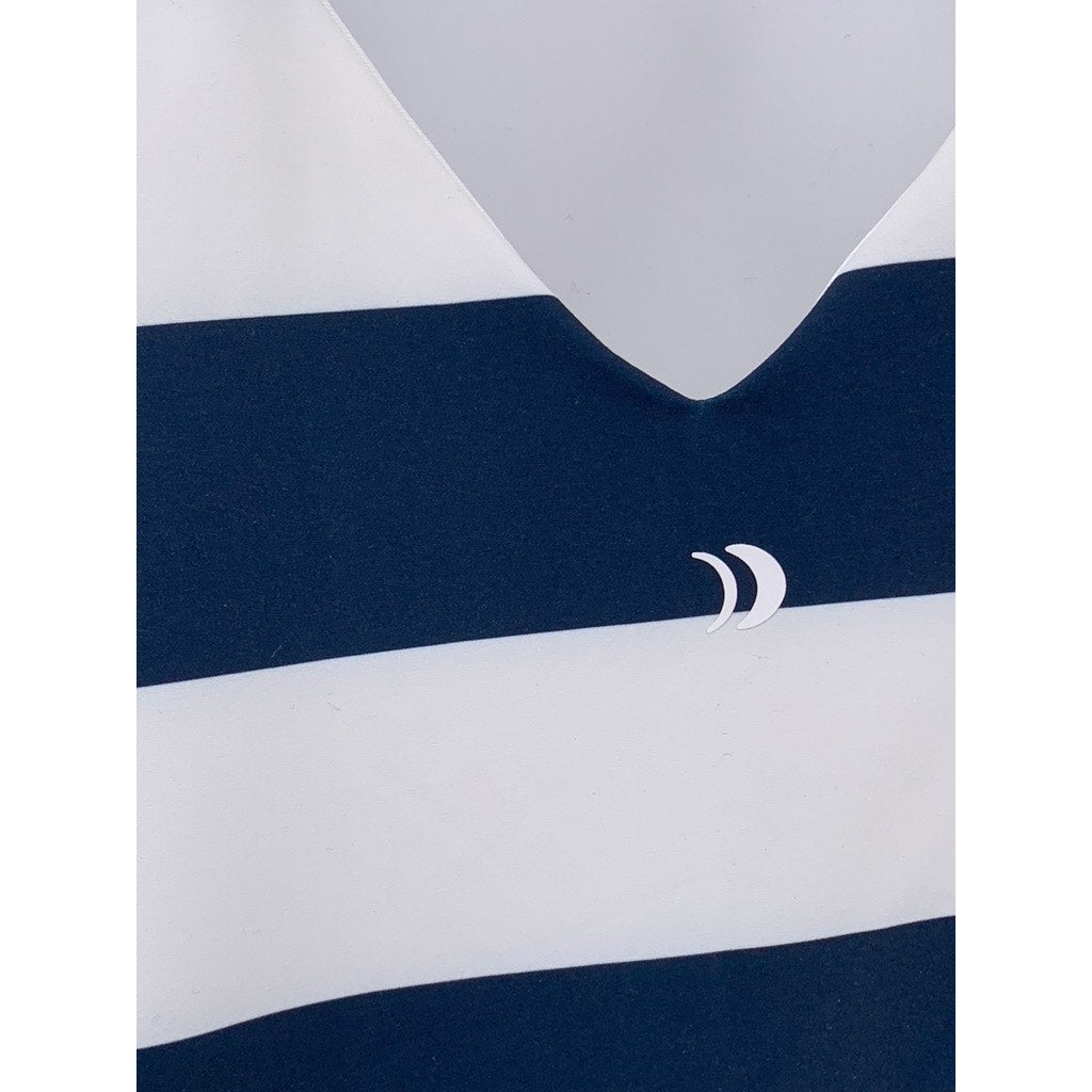 Z SUPPLY Women's Blue-White V-Neck Sleeveless Striped Longline Active Tank SZ M