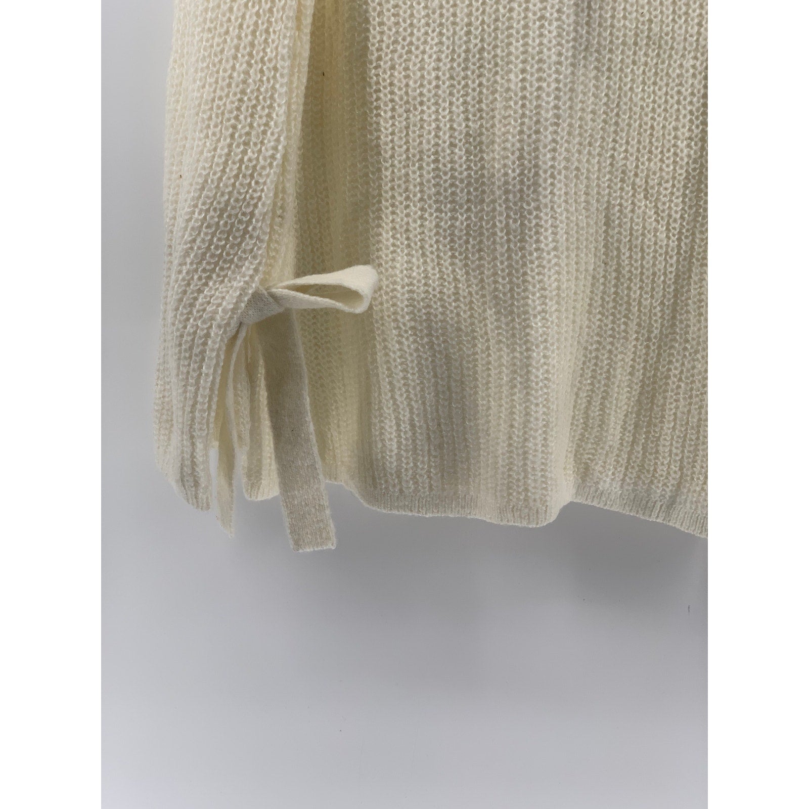 PROJECT NAADAM Women's Off-White Knit Scoop-Neck Long Sleeve Bow Sweater SZ L