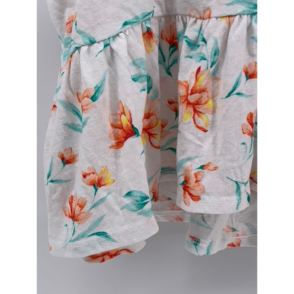 FOREVER 21 Women's White Floral V-Neck Ruffle Tank Top SZ S