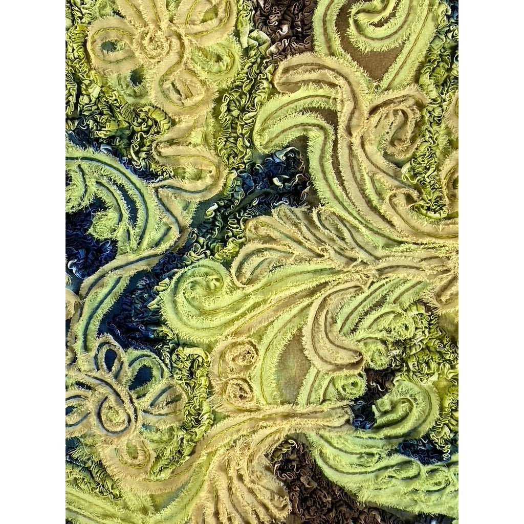 MEZON Women's Green Tie-Dye Textured Scoop-Neck Sleeveless Tank Top SZ M