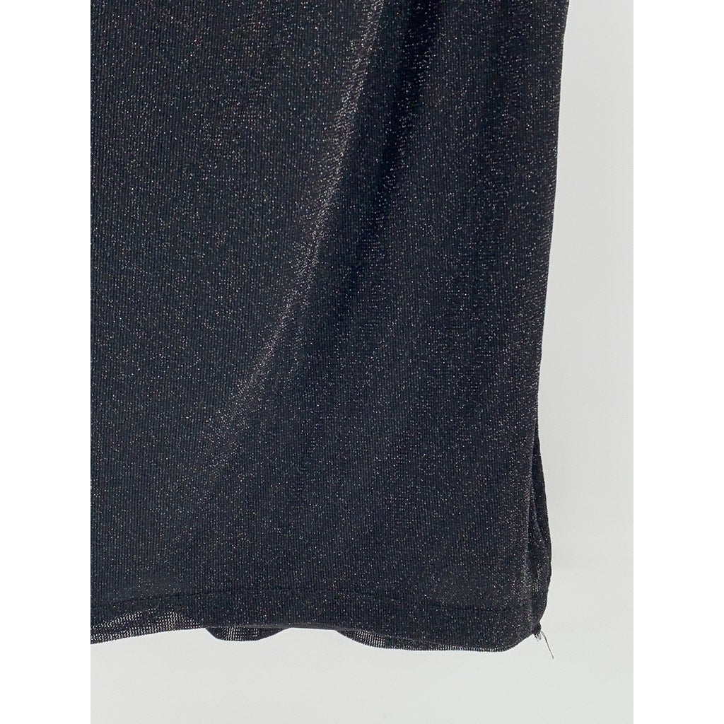 CANDALITE Women's Black Metallic Mesh Long Sleeve Cutout Maxi Dress SZ S