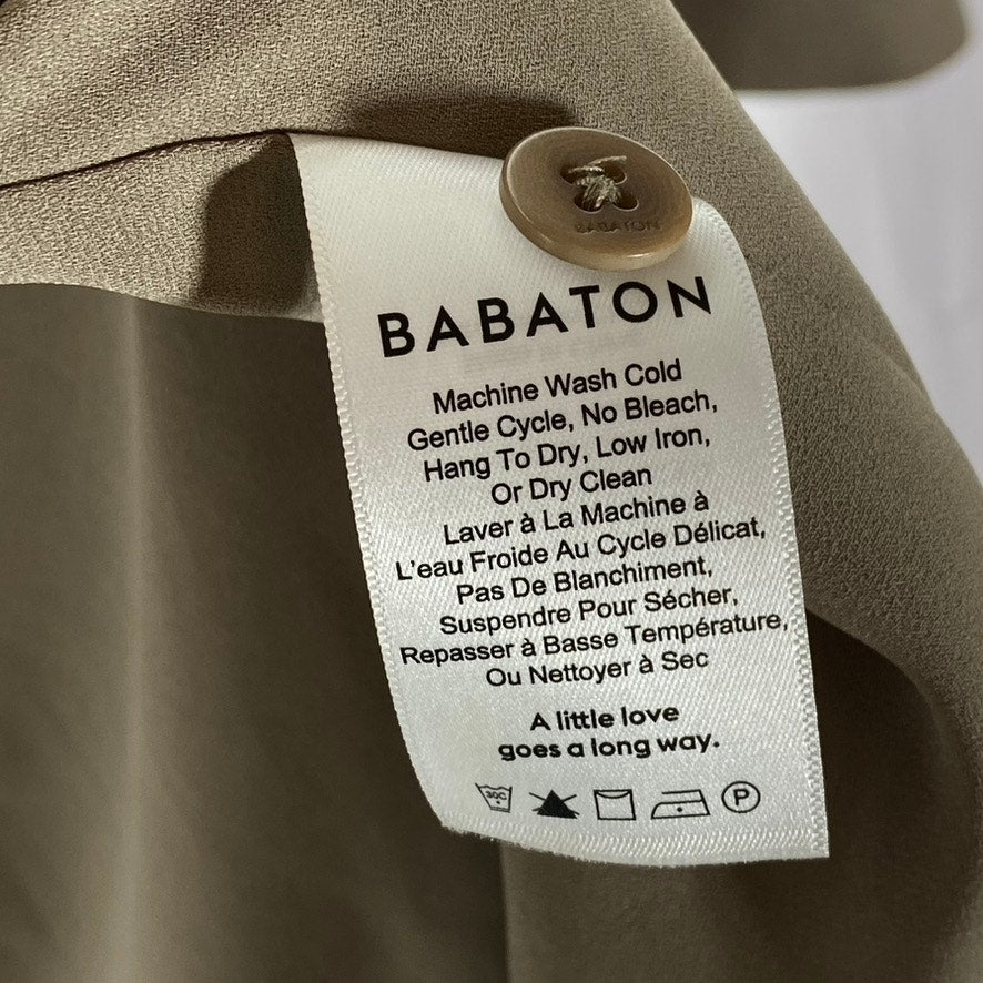BABATON Women's Beige Open-Front Flowy Modern Belted Trench Coat SZ XXS