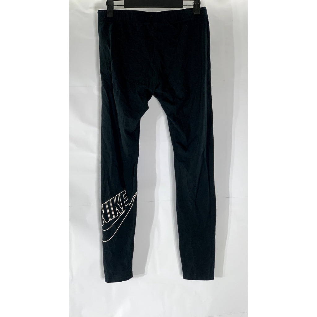 NIKE Women’s Black Solid Elastic Waist Pull-On Leg Logo Athletic Leggings SZ L
