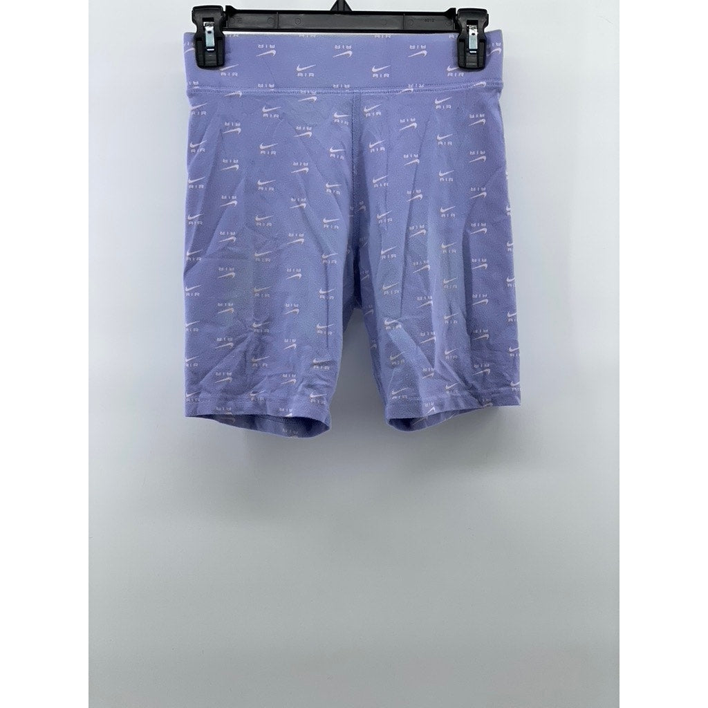 NIKE Women's Lilac Logo Print High-Rise Air Casual Bike Shorts SZ S