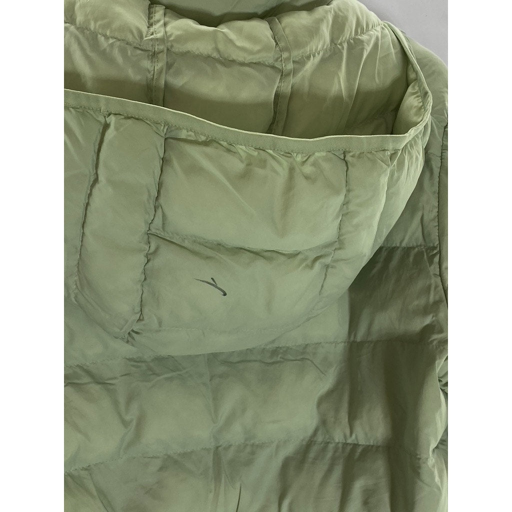UNIQLO Kid's Light Green Puffer Hooded Warm Padded Zip-Up Jacket SZ 11-12