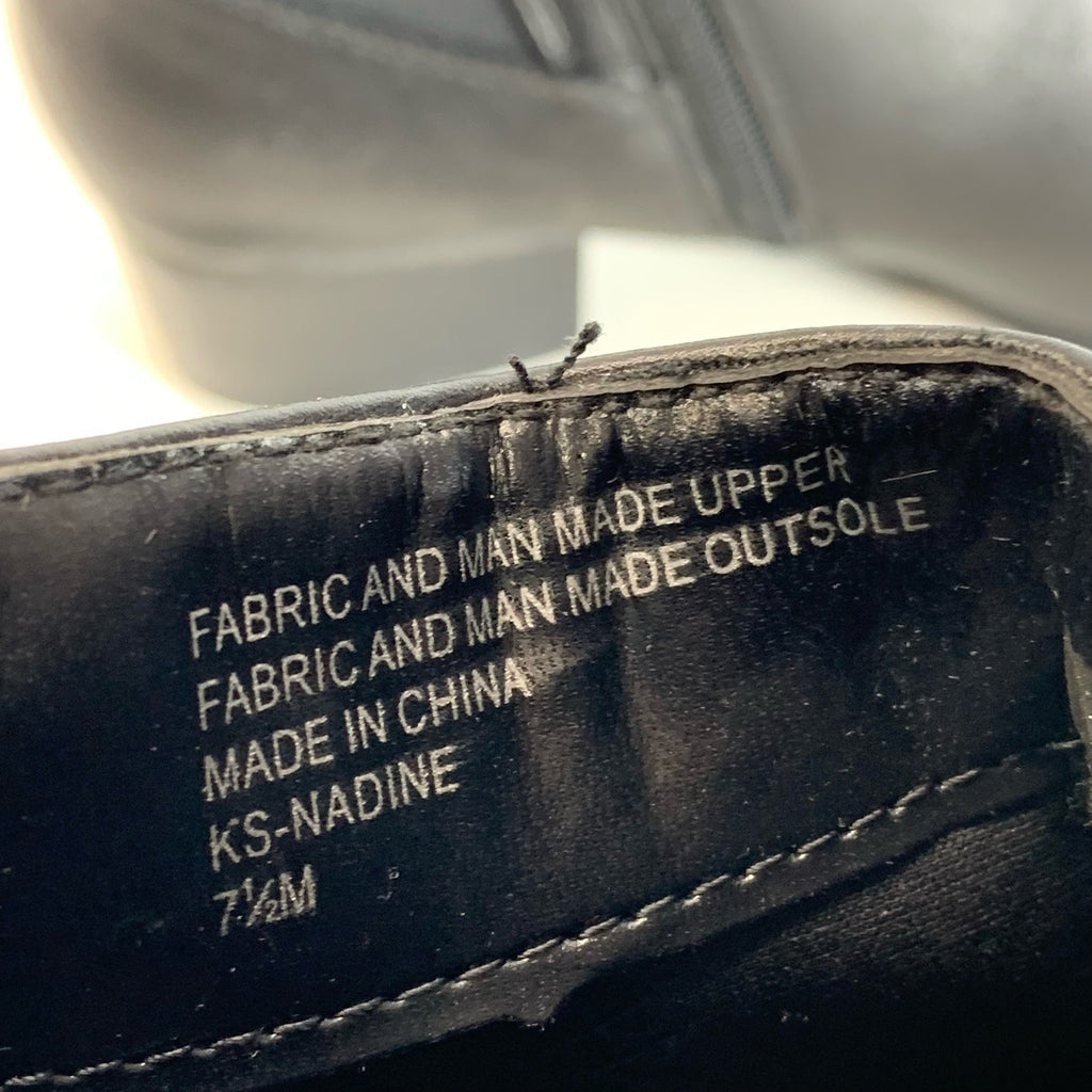 KAREN SCOTT Women's Black Faux-Leather Nadine Almond-Toe Block-Heel Bootie SZ7.5