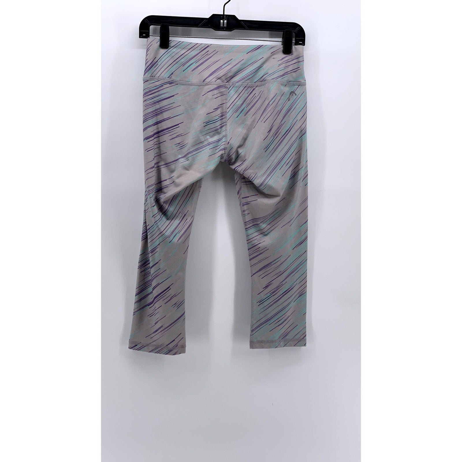 HEAD Women's Gray-Purple Printed Capri Leggings SZ S