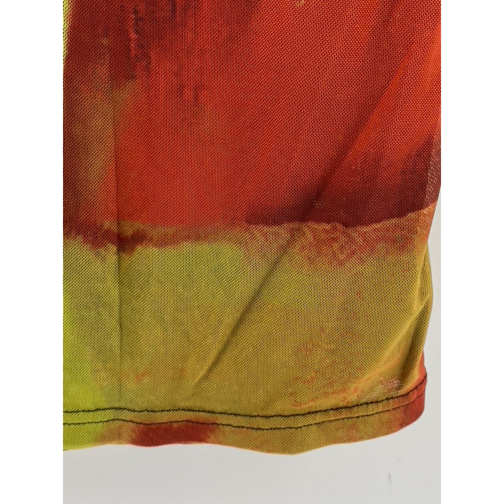 SHEIN Women's Green-Red Printed Strapless Mesh Side-Ruched Bodycon Dress SZ 6