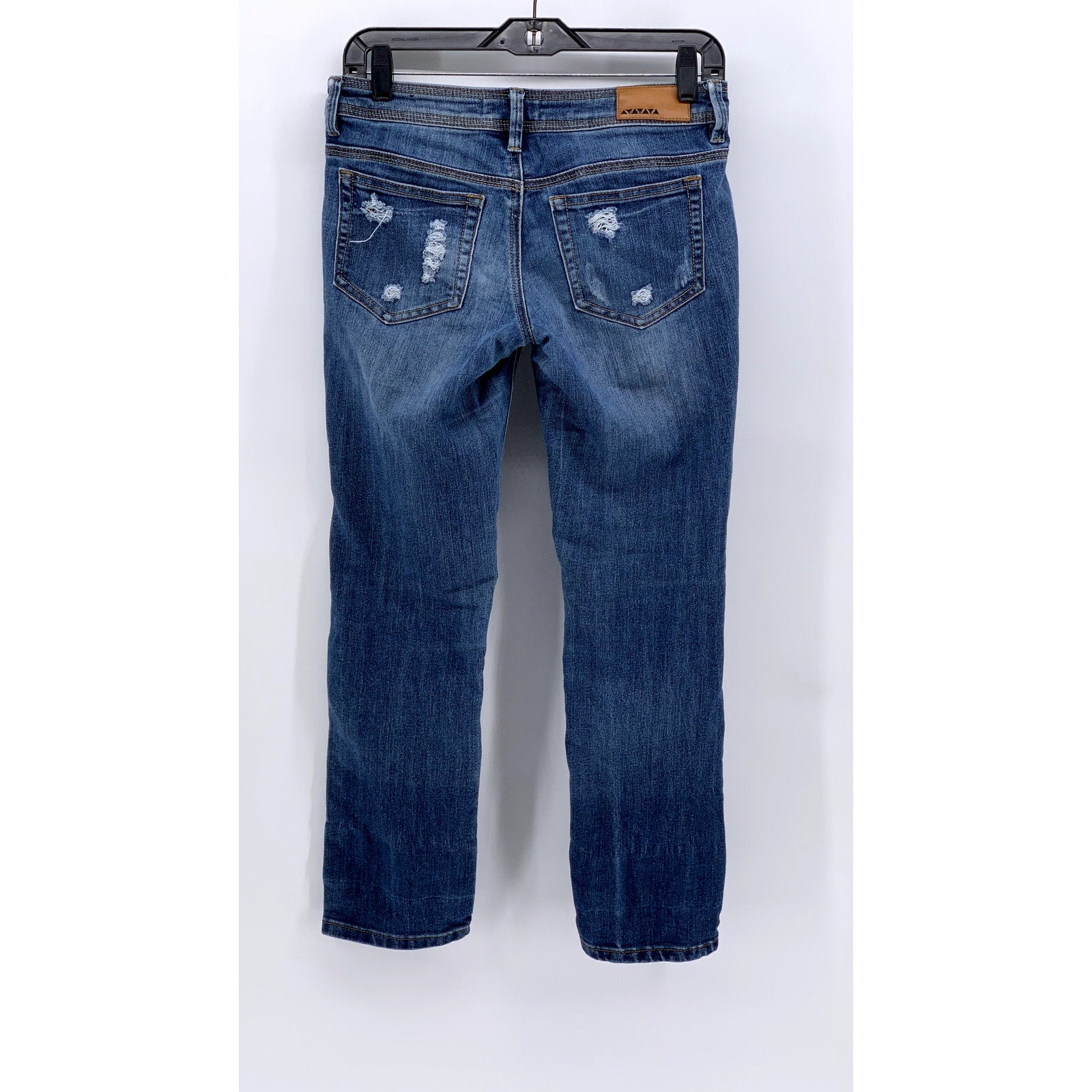 DOLLHOUSE Women's Blue Distressed Roll-Up Skinny Capri Leggings SZ 3