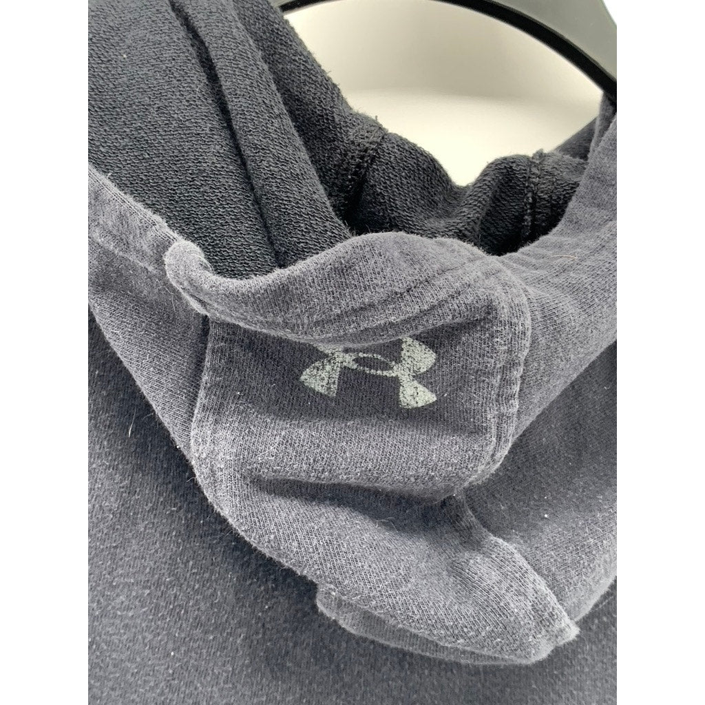 UNDER ARMOUR Kids' Washed Black Graphic Sleeveless Active Hooded Vest SZ Y-M