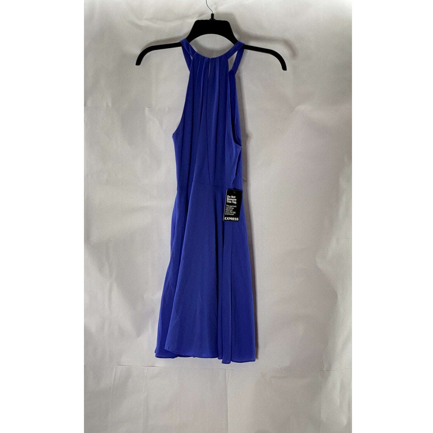 EXPRESS Women's Royal blue Pleated Halter Keyhole-Back Mini Dress SZ 6