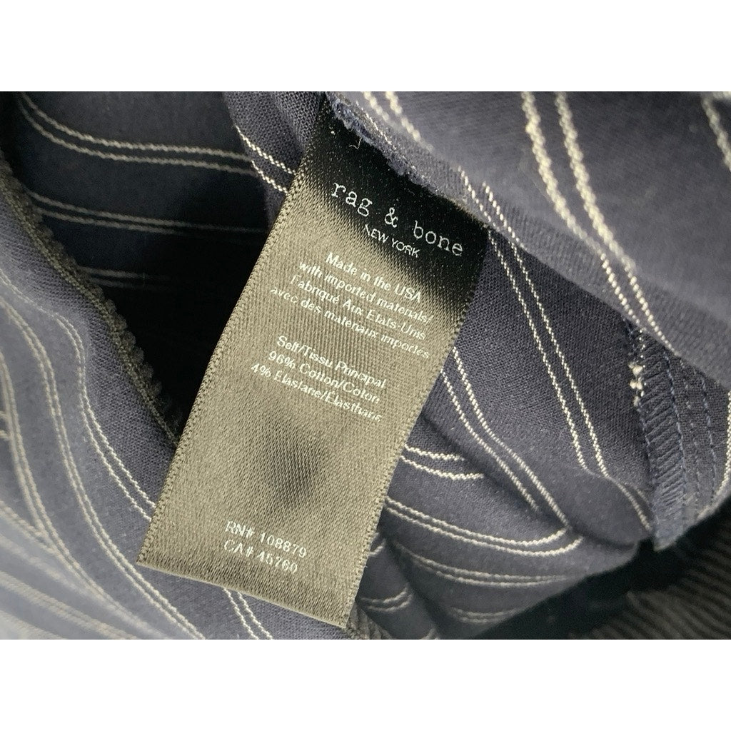 RAG & BONE Women's Navy Blue-White Simone Pin Stripe Back Yoke Cropped Pants 2