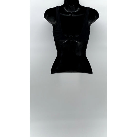 AERIE Women's Black Solid V-Neck Scoop Real Good Bikini Top SZ S