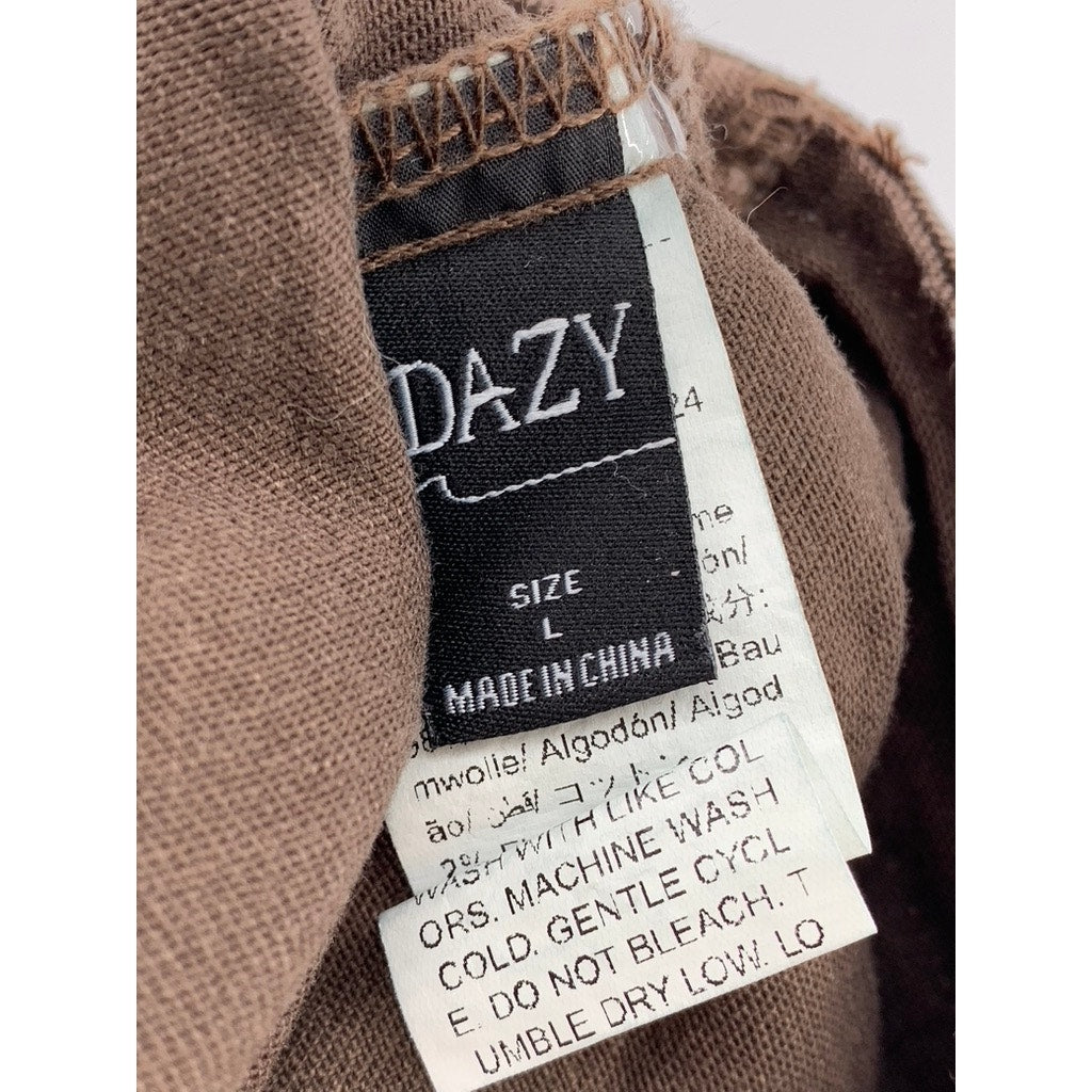 DAZY Women's Brown Denim Pleated A-Line Mini Skort SZ L