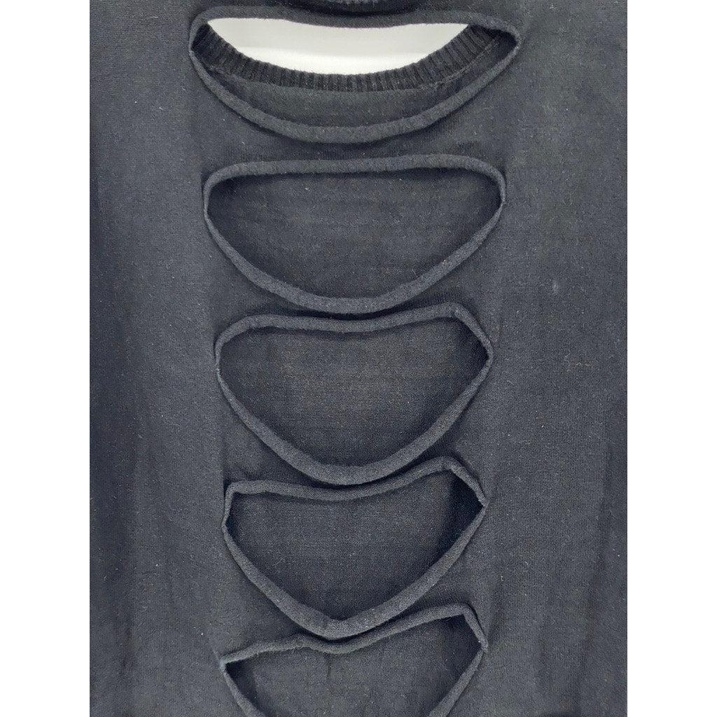 DREAM CATCHER Women's Black Solid Cutout Back Long Sleeve Scoop-Neck Top SZ XL