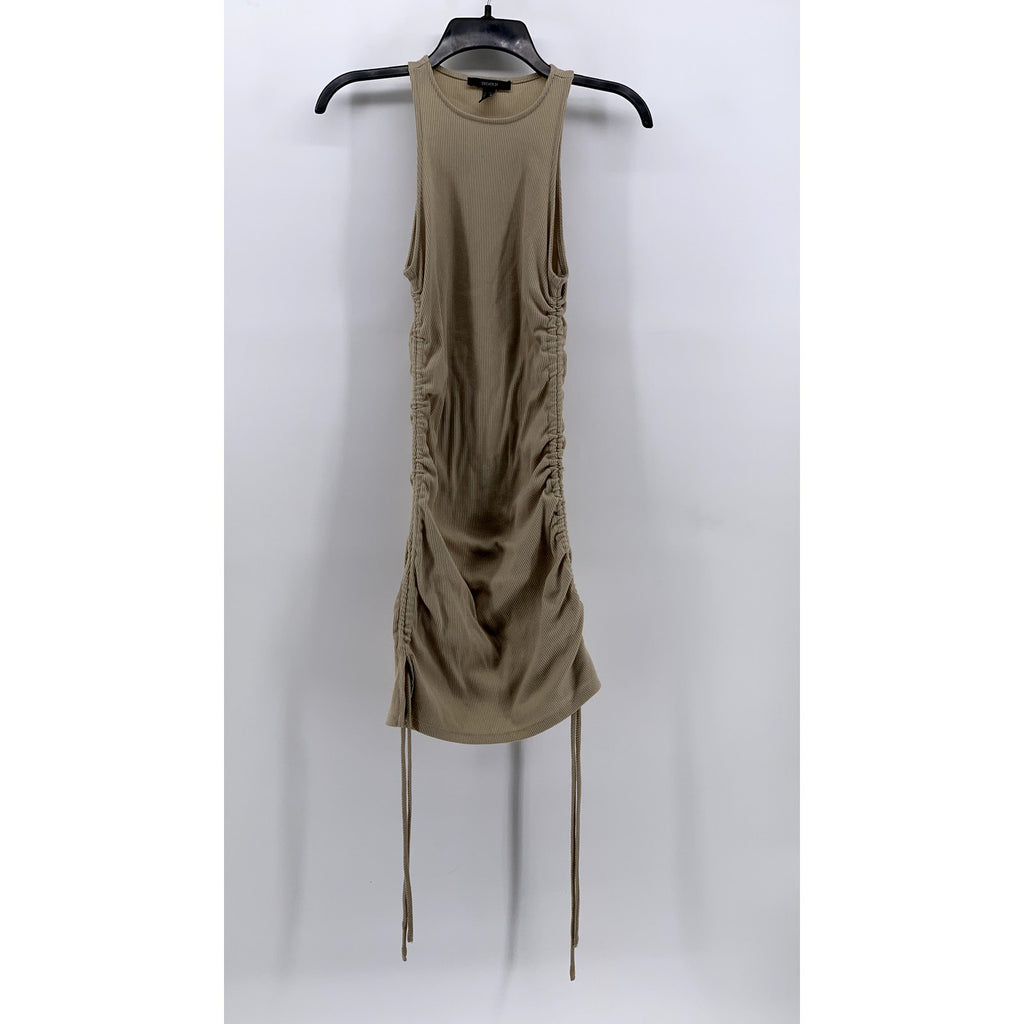 FOREVER 21 Women's Tan CrewNeck Side-Ruched Bodycon Tank Dress SZ S